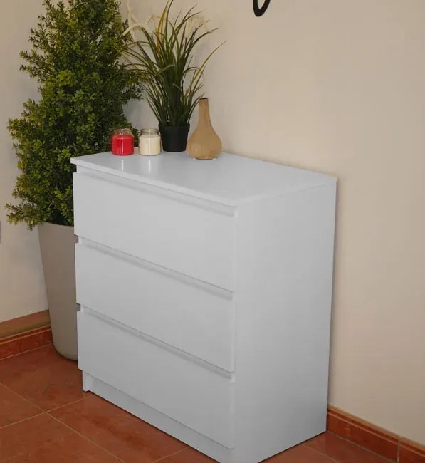 Biała minimalistyczna komoda z 3 szufladami - Glenn 5X