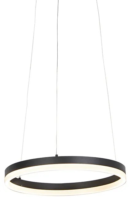 Designerska lampa wisząca w kształcie pierścienia czarna 40 cm z diodą LED i ściemniaczem - Anello Nowoczesny Oswietlenie wewnetrzne