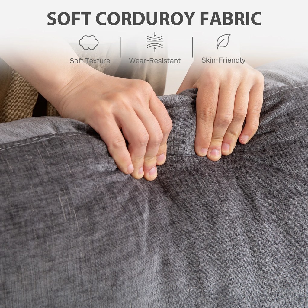 HOMCOM 3-osobowa sofa, sofa do salonu dla 3 osób, pokrycie z tkaniny, stalowa rama, tapicerowana sofa, Szary