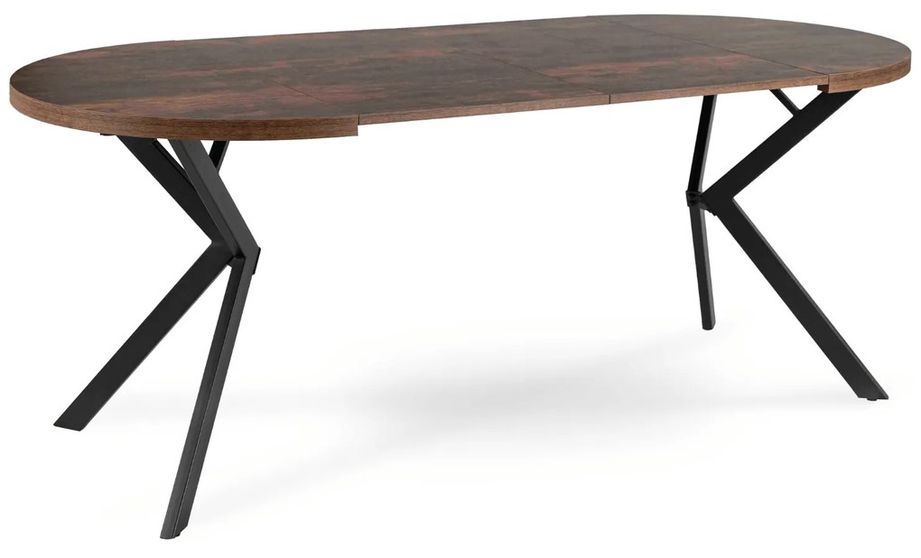 Stół Okrągły Rozkładany LUGO 90-190 cm Dąb Rustykalny/Czarny Loft