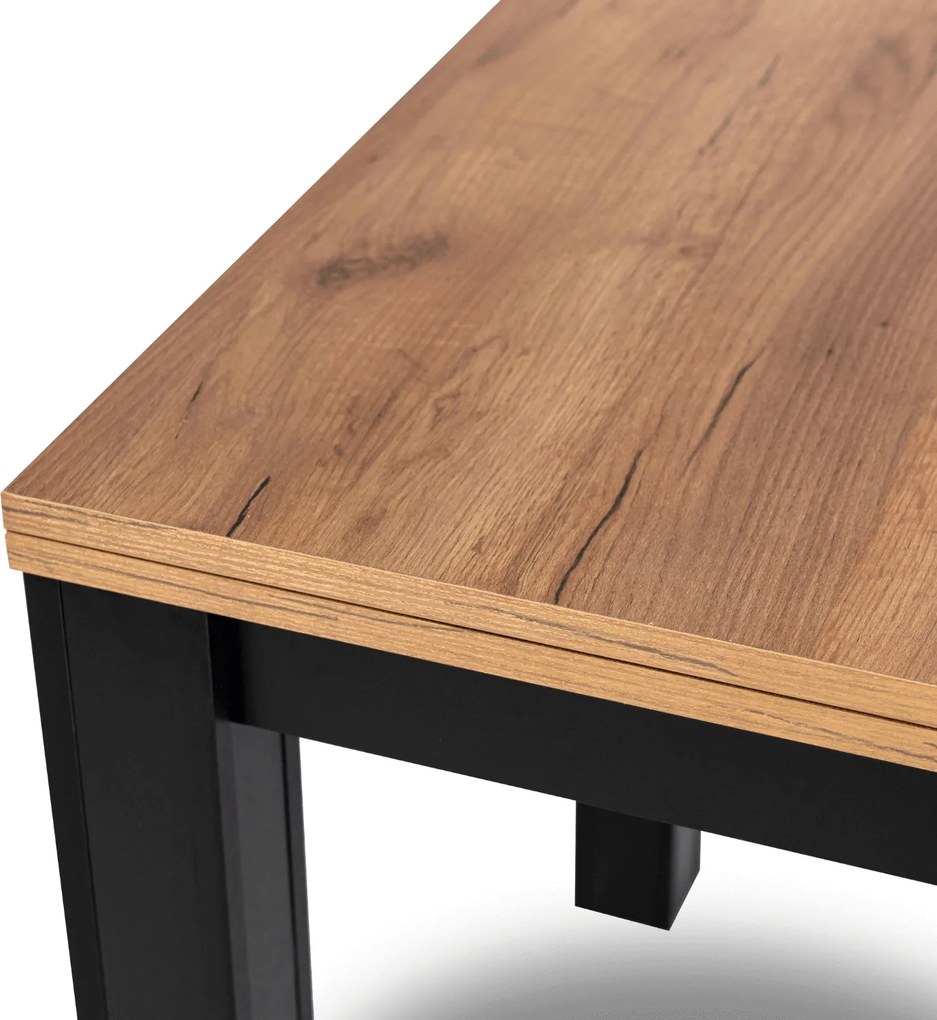 Zestaw Stół Kwadratowy Rozkładany MAX 80-160 cm Dąb Craft/Czarny i 6 Krzeseł PERU Szarych Welurowych