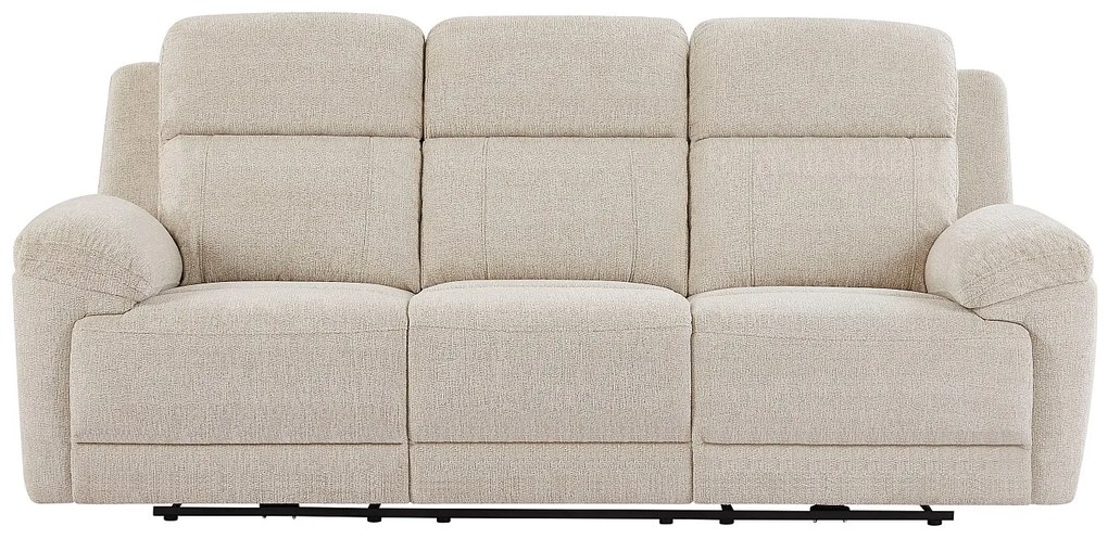 Kanapa 3-osobowa z elektryczną funkcją relax, stoliczkiem i beżową melanżową tapicerką - KELUNO