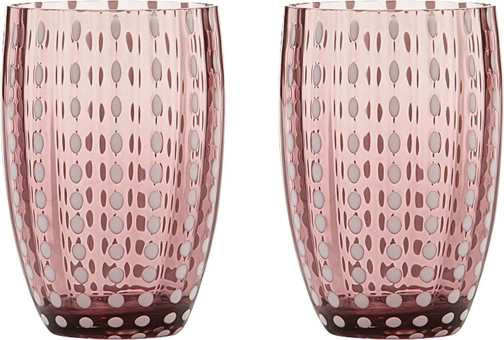 Szklanka Zafferano Perle Amethyst - dmuchane ustami kolorowe szkło, 32 cl, ręcznie robione - zestaw 2 kieliszków rzemieślniczych do wody lub koktajli