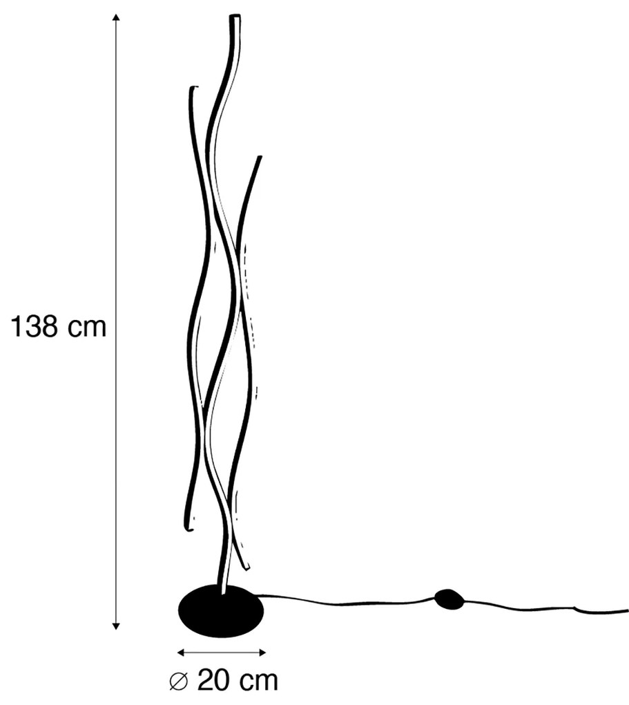 Designerska lampa podłogowa czarna ze złotem z możliwością ściemniania LED - BlazeDesignerski Oswietlenie wewnetrzne