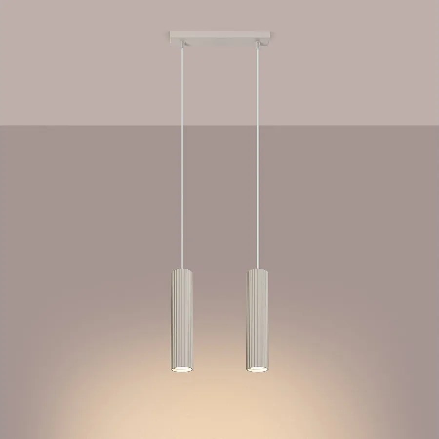 Lampa wisząca minimalistyczny Gloow, aluminium - 2 źródło światła 3000K - L.30 x H.90 cm - beżowy