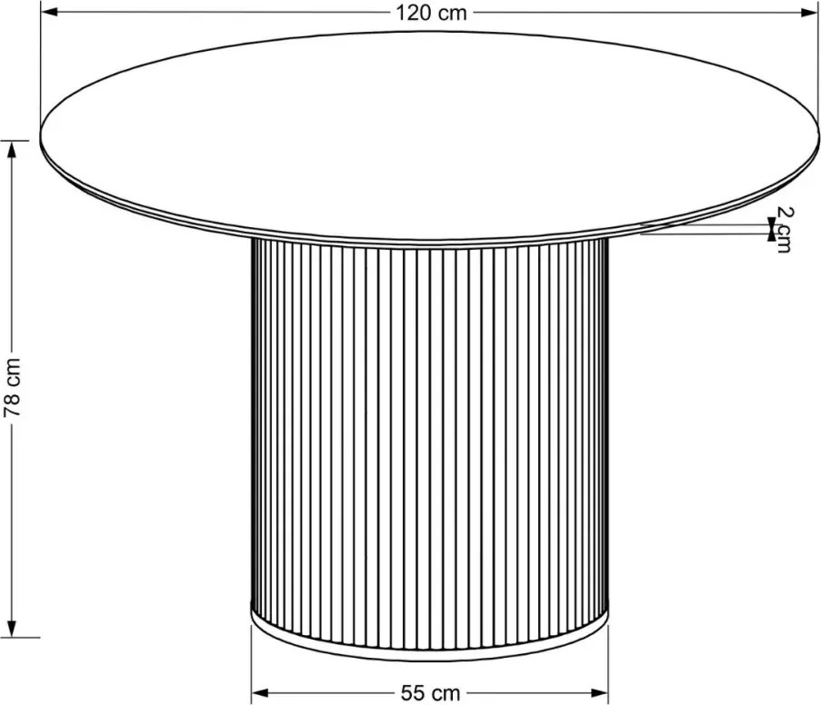 Okrągły stół Terra 120 cm z okleiny naturalnej na ryflowanej nodze w kolorze naturalnego drewna