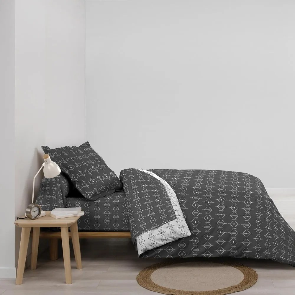 Ciemnoszara bawełniana poszwa na kołdrę jednoosobowa 140x200 cm Aristide – douceur d'intérieur