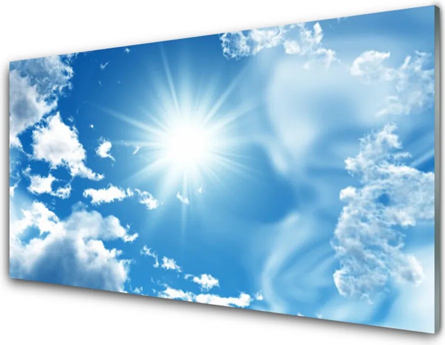 Szkło Ozdobne do Kuchni Błękitne Niebo z Obłokami