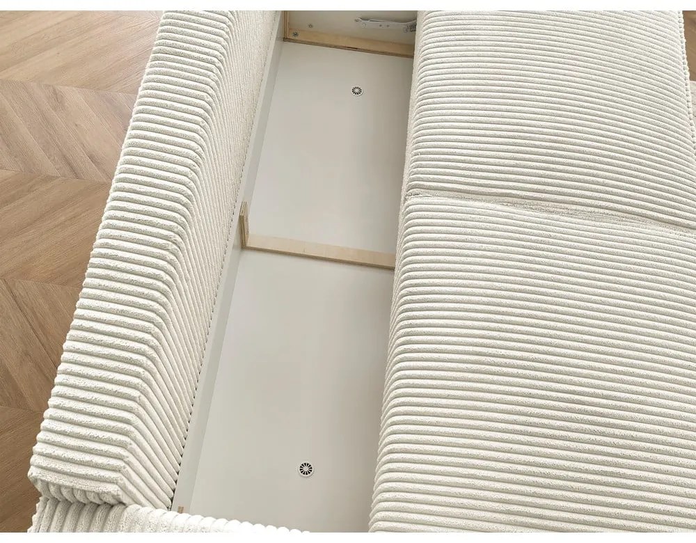 Beżowa sztruksowa rozkładana/ze schowkiem sofa 244 cm Chelsea – Bobochic Paris