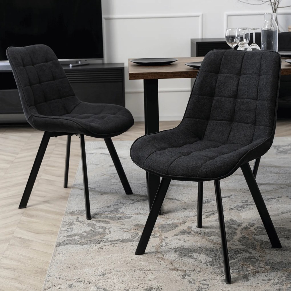 Krzesło Tapicerowane do Salonu RICK 2 Czarne Nowoczesne Loft