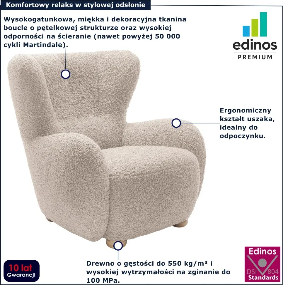 Beżowy fotel skandynawski baranek L1-F35