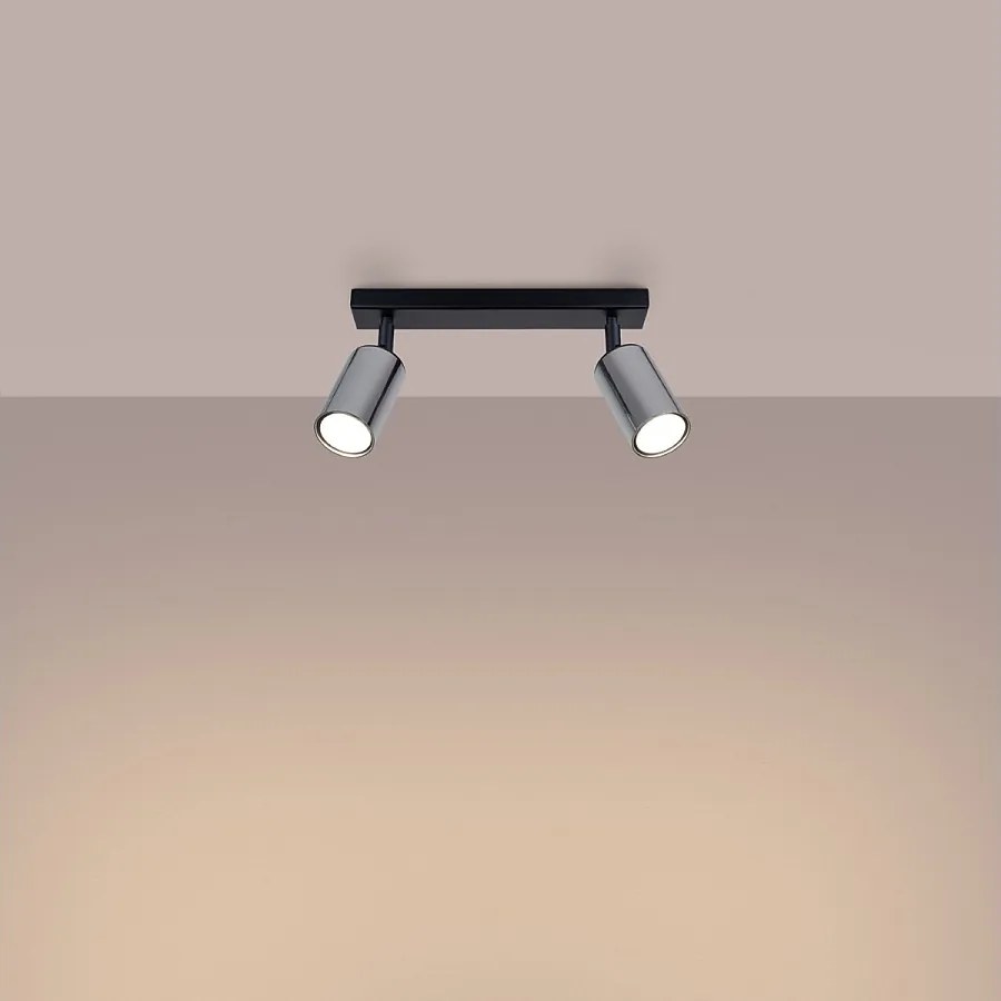 Plafony nowoczesny Glois, stal - 2 źródło światła 3000K - L.30 x H.18.5 cm - czarny/chrom