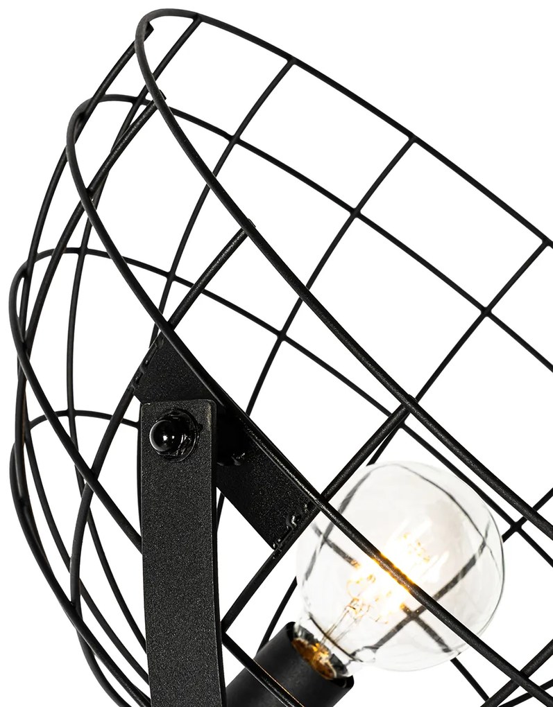 Industrialna lampa podłogowa czarna 50 cm regulowana - HanzePrzemysłowy Oswietlenie wewnetrzne
