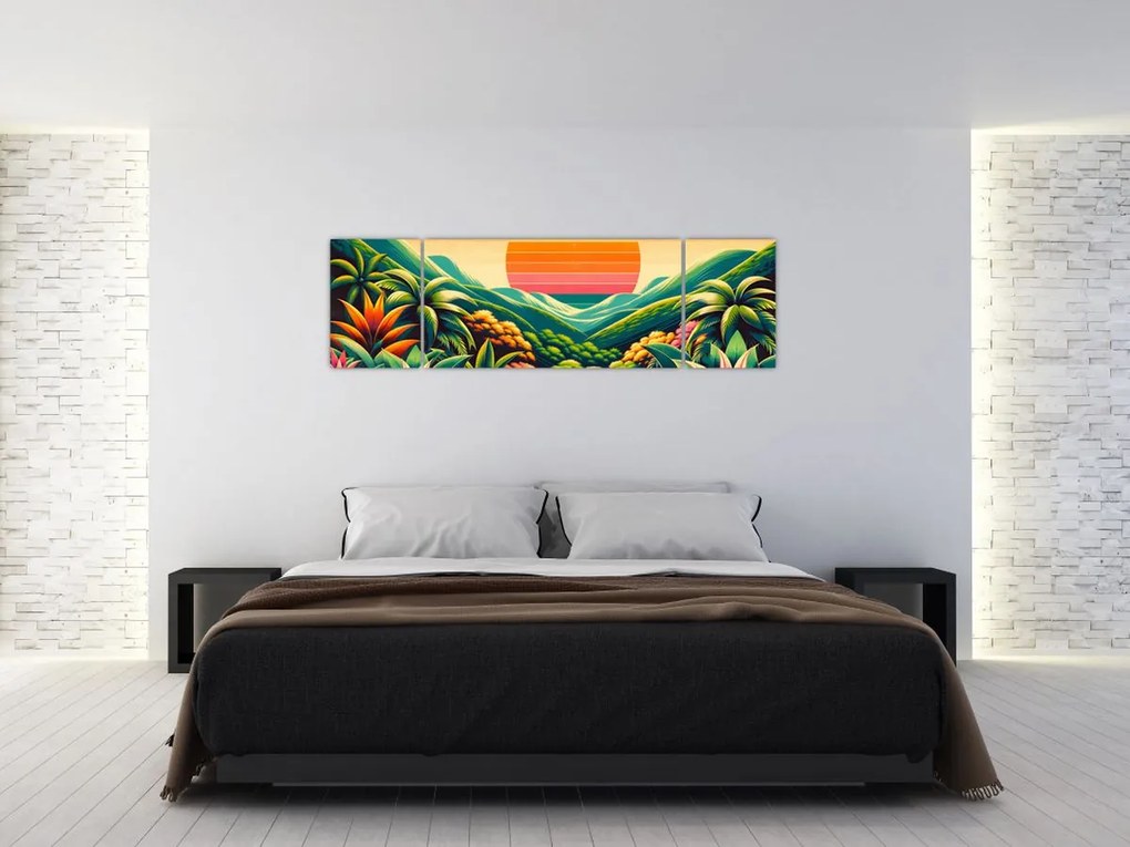 Obraz - Kolorowy zachód słońca (170x50 cm)