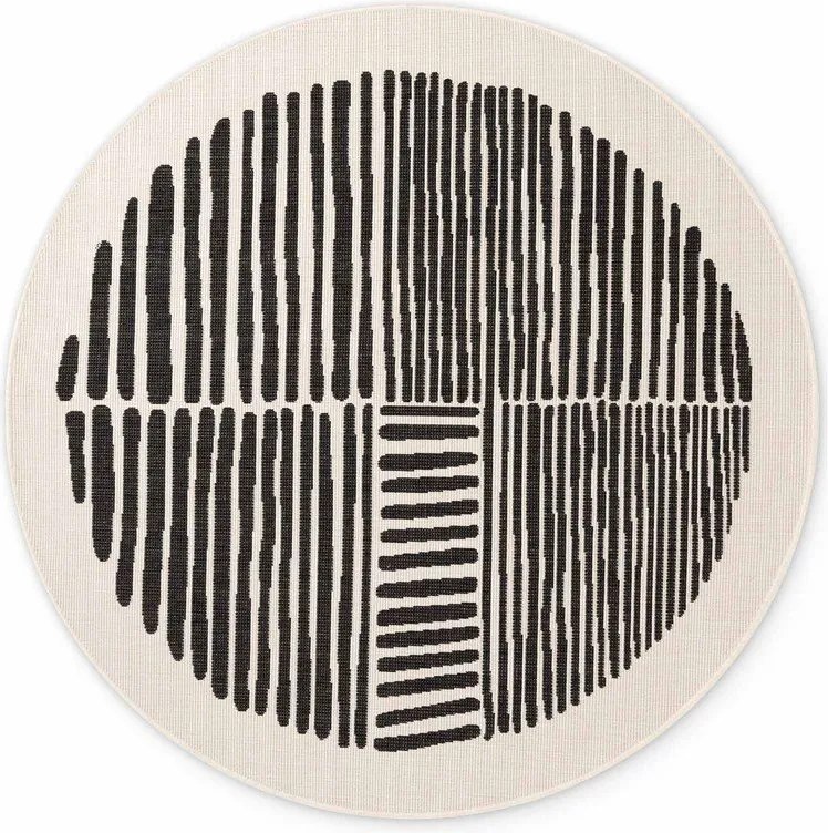 Czarno-kremowy okrągły dywan odpowiedni na zewnątrz ø 200 cm Haringey Bounds – Ted Baker