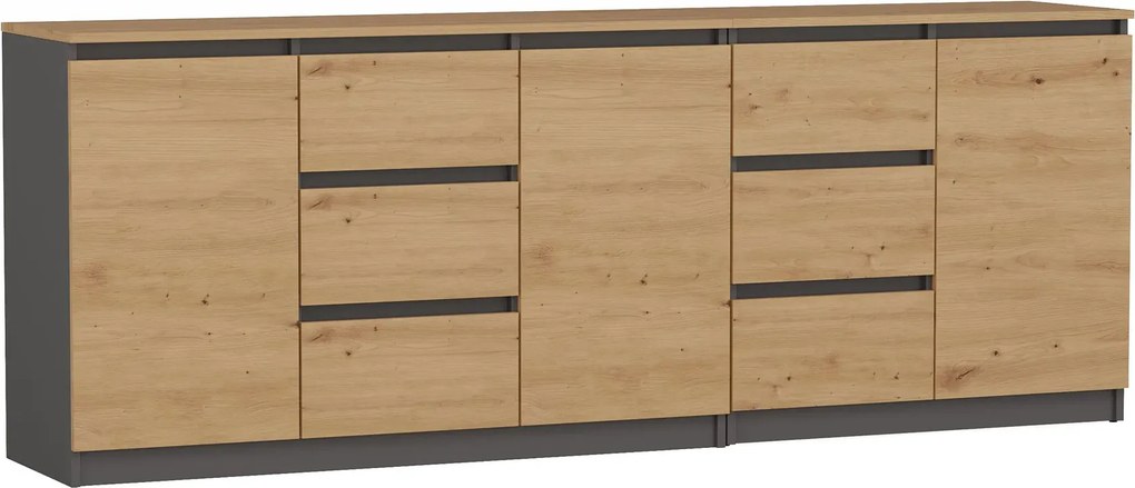 Duża komoda 200 cm dąb artisan + antracyt Z0-E42