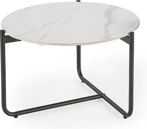 Stolik kawowy ACUNA 60x60 biały marmur/czarny