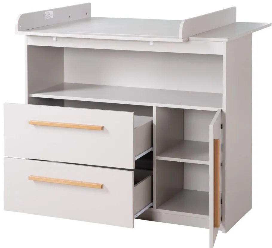 Jasnoszara komoda dziecięca z przewijakiem 107x98x75 cm Lea – Roba