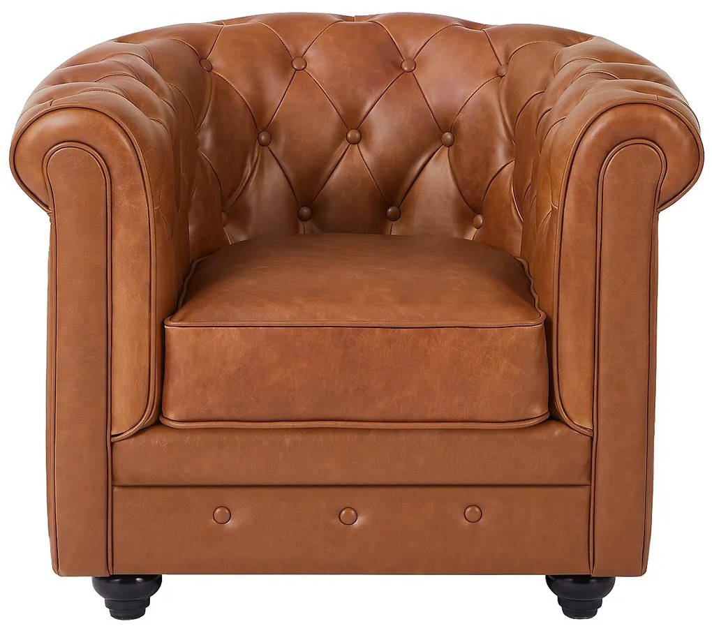Fotel z camelowej skóry bydlęcej - CHESTERFIELD