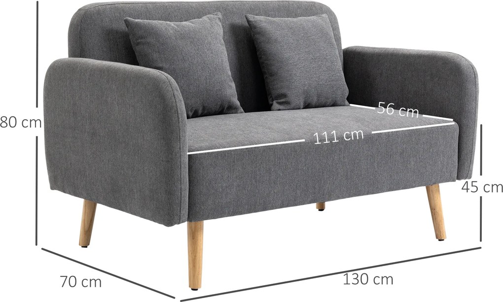 HOMCOM sofa dwuosobowa 130 cm x 70 cm x 80 cm