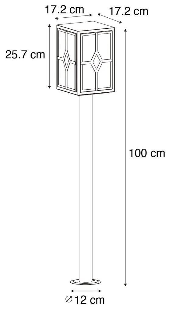 Klasyczna lampa stojąca zewnętrzna czarna 100 cm IP44 - Dover