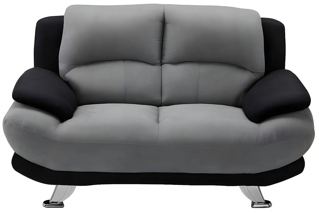 Kanapa 2-osobowa z mikrofibry MUSKO - Model dwukolorowy: szaro-czarny.