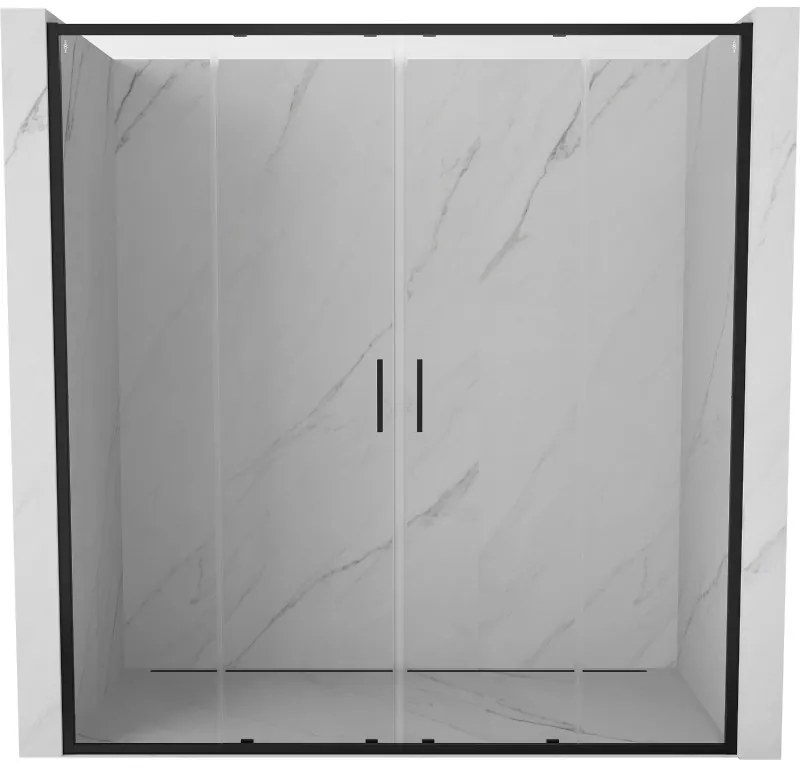 Mexen Exo drzwi prysznicowe podwójne rozsuwane 200 cm, transparent, czarne - 8152-200-000-70-00