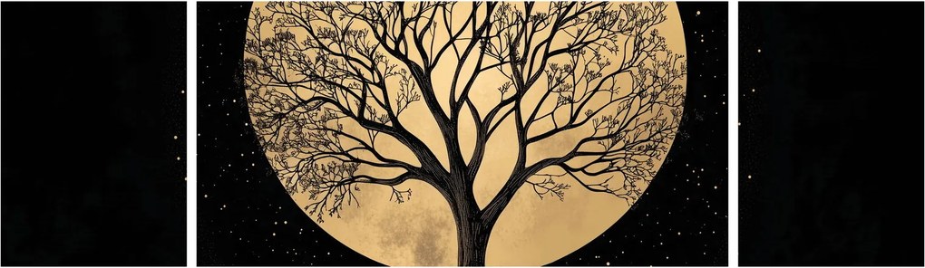 Obraz – Drzewo w złotej pełni księżyca I. (170x50 cm)