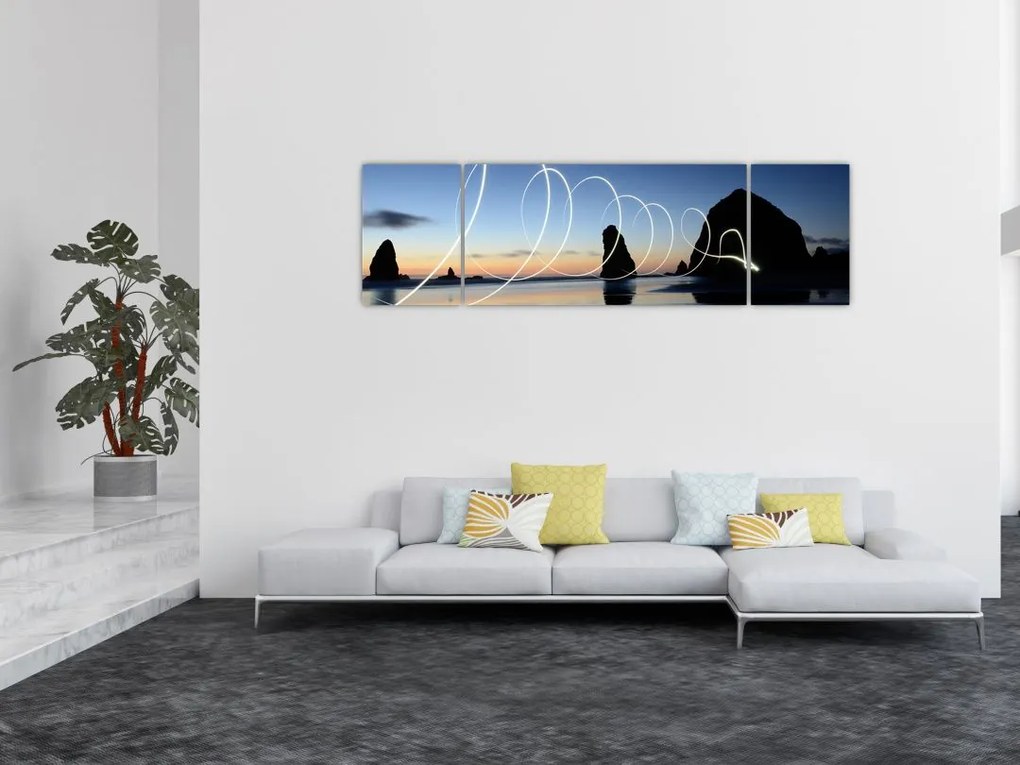 Obraz - plaża o zachodzie słońca (170x50 cm)