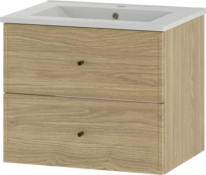 Zestaw do Łazienki 60cm Szafka z Umywalką Dąb Olejowany Marco