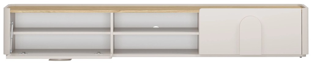 Szafka RTV Amilio 220 cm z szufladą - kaszmir / dąb olejowany / uchwyty kaszmir