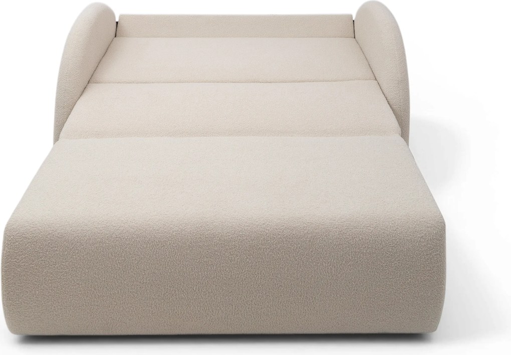 Sofa rozkładana Nubi trzyosobowa 140 cm z pojemnikiem - jasny beżowy boucle Quelle 03