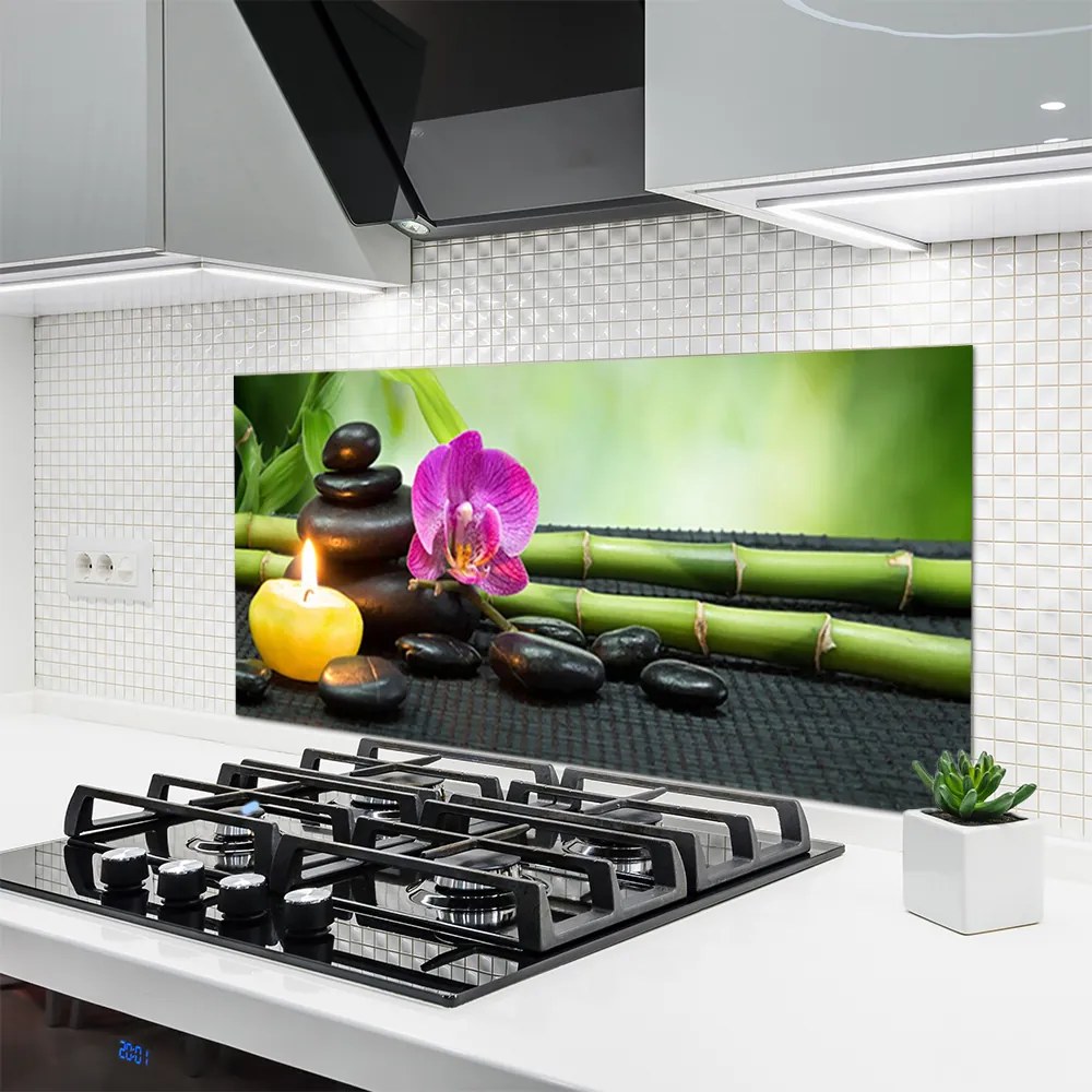 Szkło Dekoracyjne do Kuchni Chwila Wyciszenia: Bambus I Kwiat