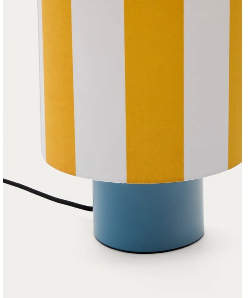 Żółto-niebieska lampa stołowa z tekstylnym kloszem (wysokość 25 cm) Ciral – Kave Home