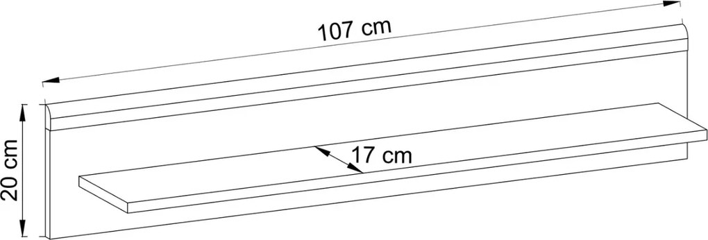 Nowoczesna półka Bliwon 107 cm do salonu, skandynawski styl, biały mat + dąb riviera, minimalistyczna