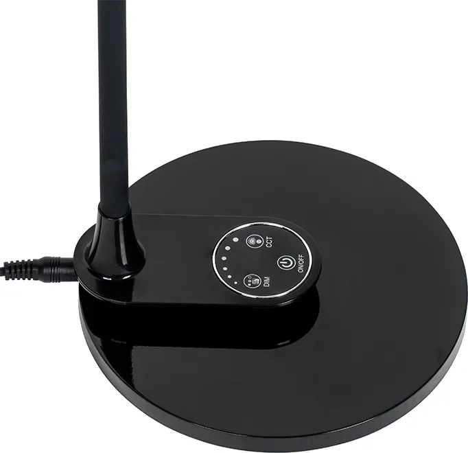 Lampa stołowa i ścienna czarna w komplecie z LED i ściemniaczem dotykowym - Joni