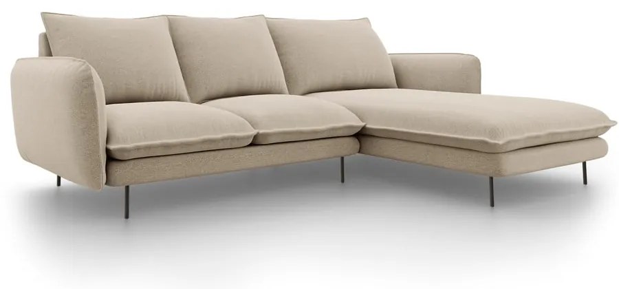Beżowa sofa narożna Cosmopolitan Design Vienna, prawostronna