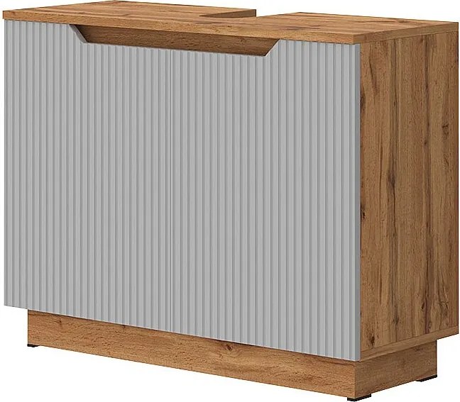 Szafka pod umywalkę dąb/szary w paski 79.6x32x62.1 lotta