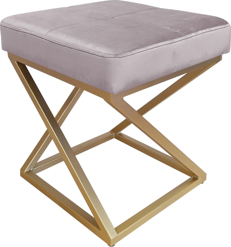 Pufa ZOA tkanina Welur loft ławka podnóżek metal : Kolor Stelaża - Złoty, Kolor tkaniny - VELVET - MG55, Typ tkaniny - Velvet
