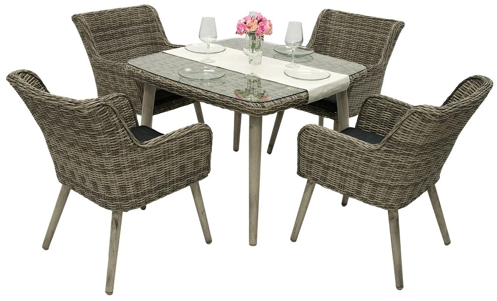 Zestaw rattanowy ogrodowy VICTORIA MINI 1+4 (szary)
