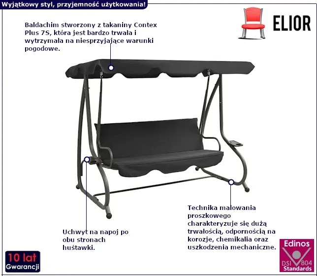 Huśtawka ogrodowa z baldachimem - Isamin 5X