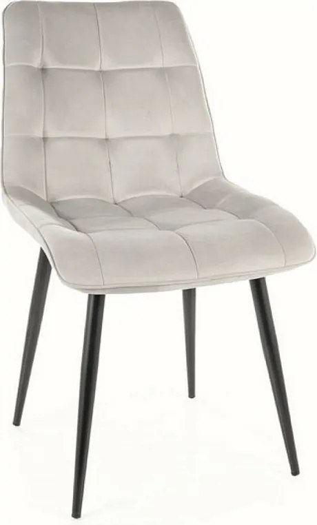 Krzesło tapicerowane CHIC VELVET jasnoszare