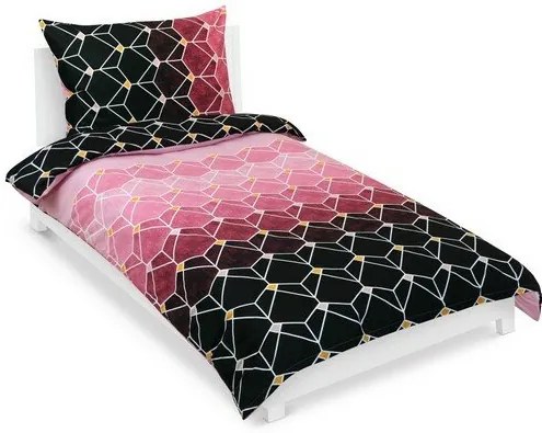 Bellatex Pościel bawełniana Plaster miodu różowy, 140 x200 cm, 70 x 90 cm