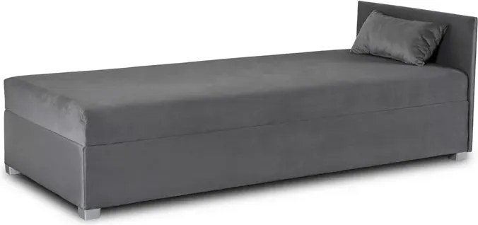 Łóżko Tapczan Młodzieżowe KARO 2 90x200 cm Pojedyncze Szare Welurowe