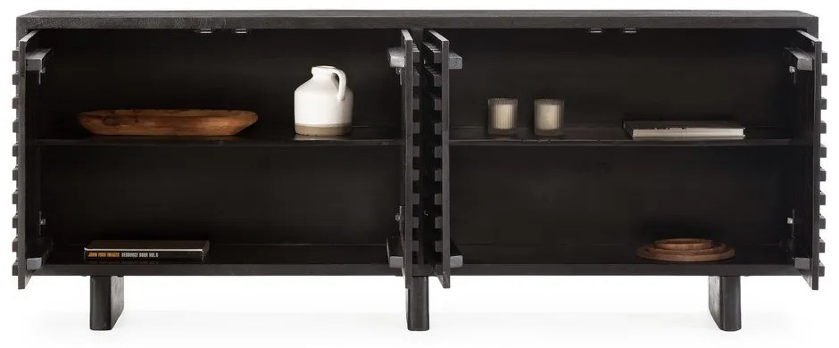 Czarna komoda z litego drewna mango 200x80x40 cm Inaya – MOME