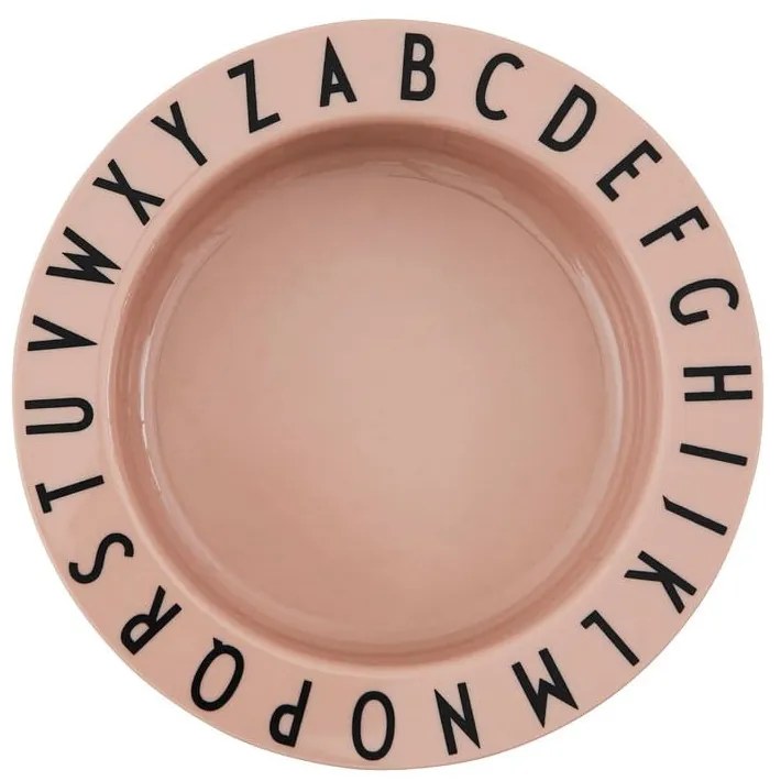 Beżowy głęboki talerz dla dzieci Design Letters Eat &amp; Learn, ø 15,5 cm