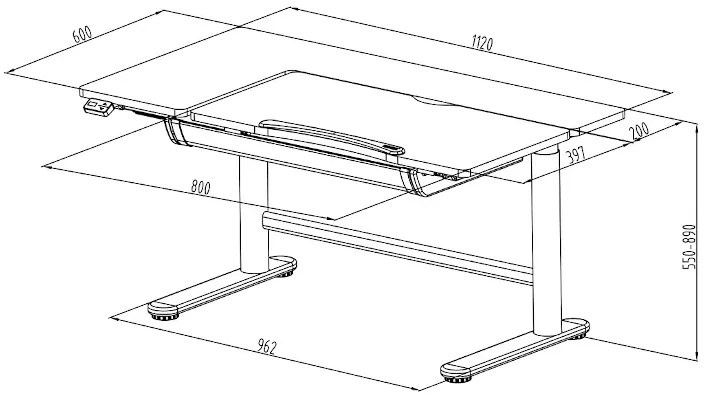 Regulowane dziecięce biurko elektryczne ergonomiczne - Tobiso 2X