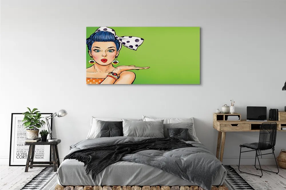 Obraz na płótnie Kobieta z Czerwonymi Ustami i Kokardą