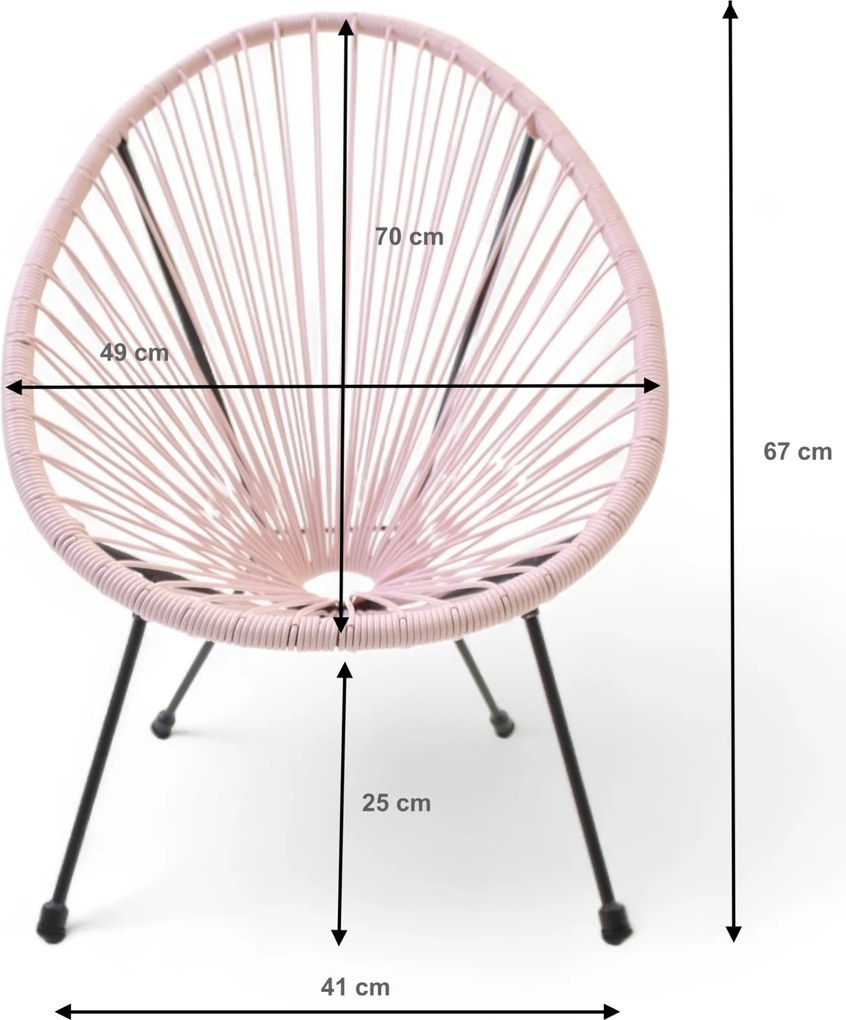 Żyłkowe krzesło ogrodowe dla dzieci Arjana, 66 cm, szare