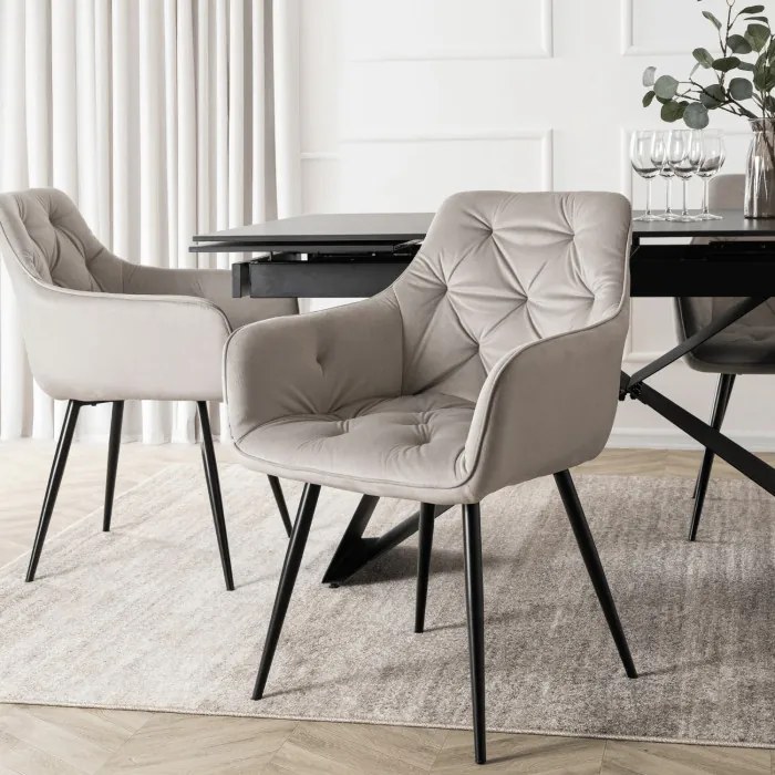 Krzesło Tapicerowane do Salonu MODESTO Szare Welurowe Nowoczesne Loft